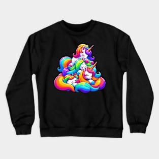 Unicorn Pile LGBTQ+ Lesbian Gay Bisexual Queer Transgender Crewneck Sweatshirt